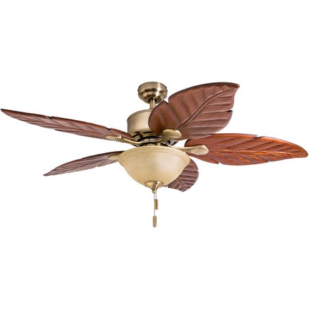HONEYWELL CEILING FANS Sabal Palm, 52 in. Ceiling Fan with Light, Aged Brass 50500-40